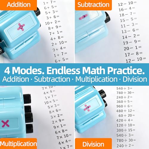 KIMPOK Blue Math Roller Stamp 4-in-1 Math Fact Tool for Teachers & Homeschool