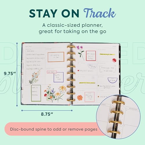 Happy Planner Disc-Bound Planner Jan.?Dec. 2026, Includes 3 Extra Months and 2 Sticker Sheets, Classic Size, 7" x 9.25", Dashboard Layout, Grounded Magic