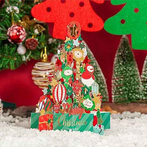 WISHGIFT 25Pcs 3D Christmas Cards, Merry Christmas Cards Handmade, Greeting Cards & Envelopes for Xmas