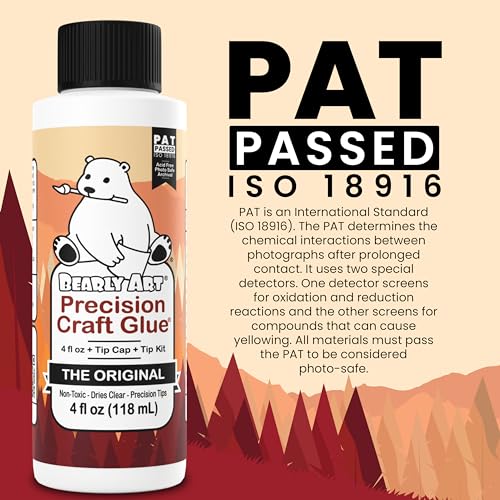 Bearly Art Precision Craft Glue 4 fl oz with Tips - Archival, Clear Drying