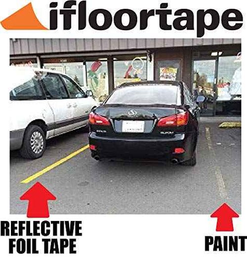 ifloortape DuraMark Yellow Reflective Foil Outdoor Pavement Marking Tape, Conforms to Rough or Smooth Asphalt and Concrete Surfaces (2 Inches x 50 Feet per Rolls)