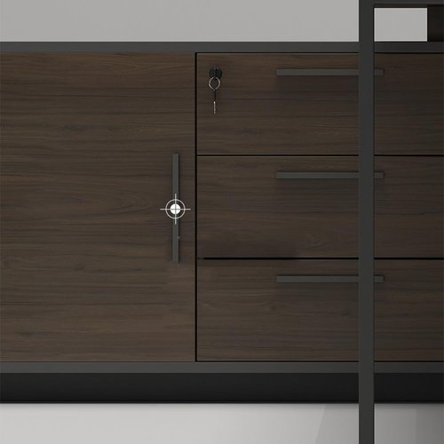 White Manager Office L-Shaped Desk Simple Modern President Desk Large Steel Wood boss Supervisor and Chair Combination (Right Cabinet, 180cm*160cm*75cm)
