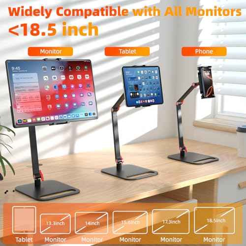 Adjustable Portable Monitor Stand Holder for 6-18.5 Inch Screen,Upgrade Version Desktop Expandable Display Base, Universal Aluminum Portable Monitor Holder 12.9inch Tablet Stand