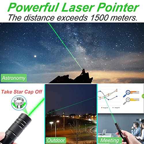 Green Laser Pointer High Power, USB Rechargeable Green Laser High Power Pointer Long Range Laser Pointer Laser Light Pointer for Presentations