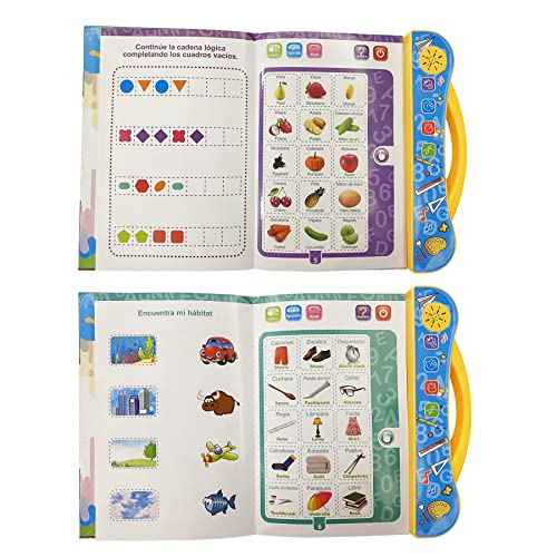 Spanish-English Learning Toys for Kids, Learn Basic Spanish Vocabulary, Alphabet, Numbers, Colors, Bilingual Toys for Toddlers