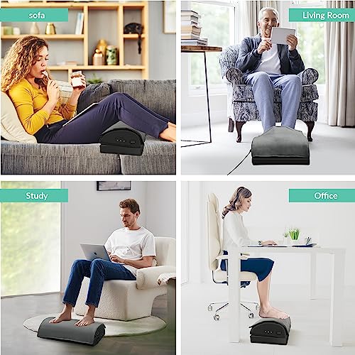 Snailax Dark Black 535-4 Heated Foot Rest Under Desk, Ergonomic Footrest with Vibration