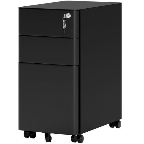 YITAHOME 3-Drawer File Cabinet, Lockable Mobile Filing Cabinet for A4/Letter/Legal Size Folder, Vertical File Cabinet for Home Office, Installed Except Casters, Black