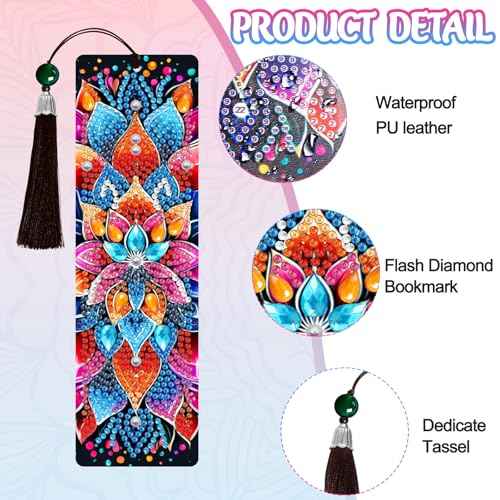 6 Pcs Diamond Art Bookmarks Kits for Adults,DIY Small Diamond Painting Bookmark, 5D Diamonds Dot Craft Making for Book Lovers(Mandala)