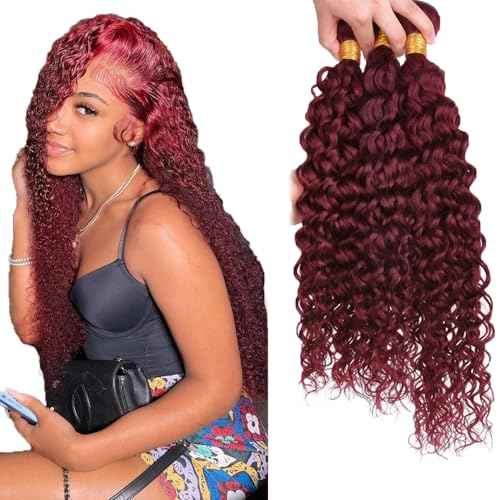 #99J Burgundy Bundles Human Hair Water Wave Bundles 24 26 28 Inch Wine Red Water Wave Bundle Unprocessed Brazilian Virgin Weave Hair 3 Bundle 50 Gram Per Bundle