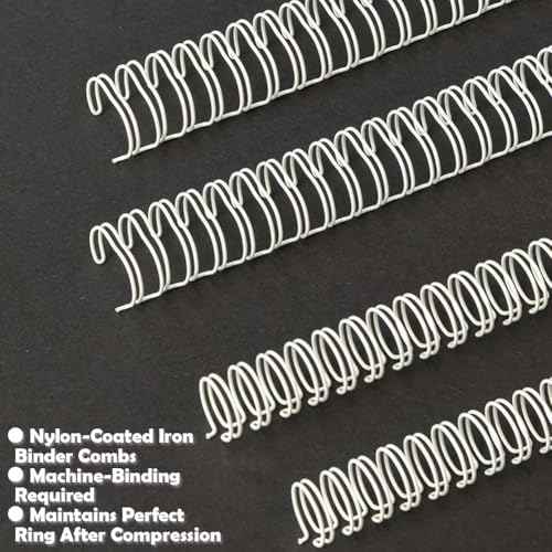 1 Inch Double Loop Wire Binding Spines 2:1 Pitch White, 50 Pack Notebook Binding Rings 220 Sheet Capacity for Booking Letter Size and Binding-Machines YolieraArt Cinch Wires Office Products