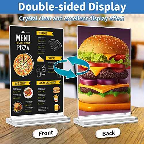 Acrylic Sign Holder 4x6 Inch, 3 Pack Sign Holders Vertical , Double Sided Display Clear TableTop Sign Holder, Acrylic Paper Holder for Wedding Reception, Party Decoration, Numbers Picture Frames