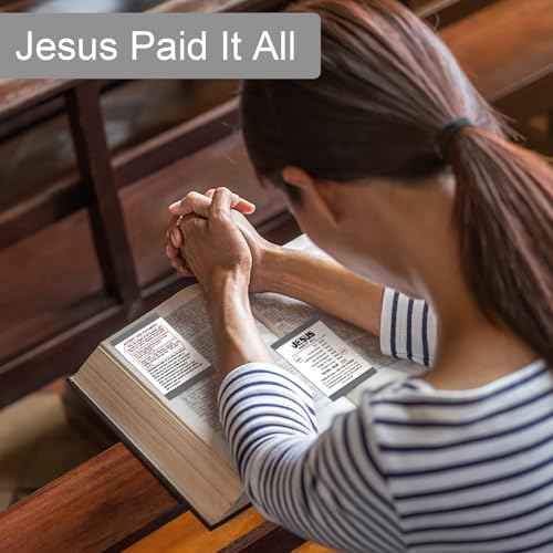 200 Pcs Gospel Tract Card Salvation Cards Pocket Holy Postcard Prayer Postcards Christian Inspirational Bible Verses Bookmark for Christian Gift (Jesus Paid It All)