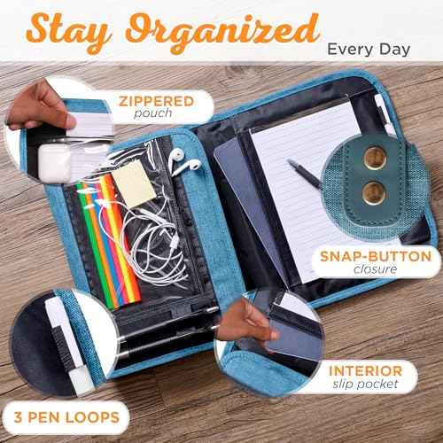 Christian Art Gifts Faith Badge Floral Women's Tri-Fold Organizer Bible Cover Zipper Closure, Teal Canvas, Large