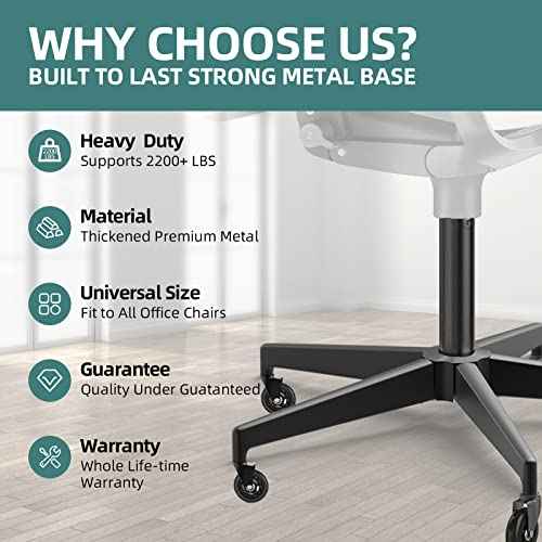 Office Chair Base-Office Chair Replacement Parts Heavy-Duty 28 Inch Metal Desk Chair Base 2400Lbs,Chair Bottom Part with Universal Caster and Gas Cylinder Size