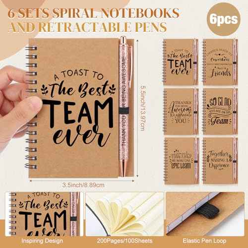 Skylety 18 Pcs Employee Appreciation Gift for Women Christmas Thank You Gifts Bulk for Coworker Team Staff Nurse Teacher 16 oz Glass Cup A6 Inspirational Notebook with Ballpoint Pen Bowknot(Team)