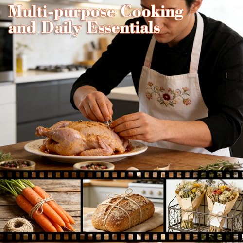 Kitchen Twine with Stainless Steel Dispenser – 2 Rolls, 12-ply Cotton Butchers Twine