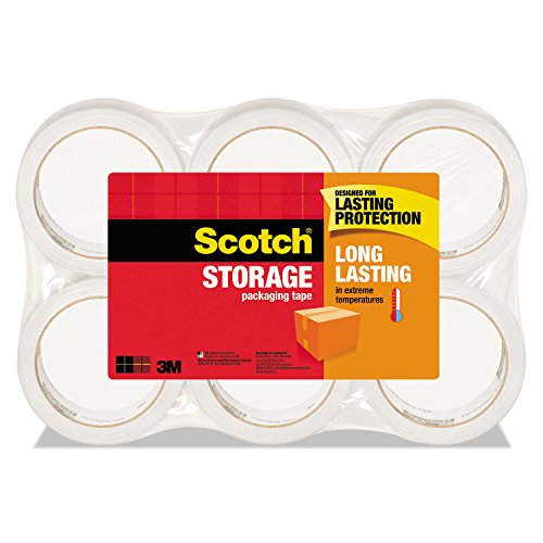 Scotch Long Lasting Storage Packing Tape Rolls - 6 Pack, Clear, Heavy Duty, 1.88" x 54.6 yd