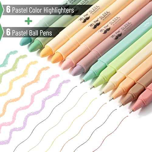 Mr. Pen- Aesthetic Gel Highlighters and Pens No Bleed, 12 Pack, Pastel Colors Bible Highlighters and Pens No Bleed