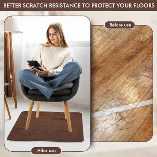 Recliner Pads for Hardwood Floors Non Skid, 35"x35" Furniture Pads Floor Mats for Carpet, Anti Slide Office Chair Mat for Floor Protector, Chairs Recliner Rug Non Slip Recliner Grippers (2 Pack