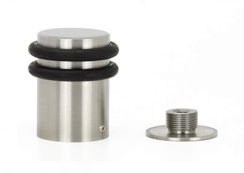EVI | Heavy Doorstop | 1.2'' X 2'' | Reinforced | Threaded Base | Black Rubber | Stainless Steel | Includes Screw + Metallic Anchor | Mod I-0.8''6/50