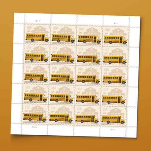 United States Postal Service School Bus Additional Ounce Postage Stamps - 20 Sheet