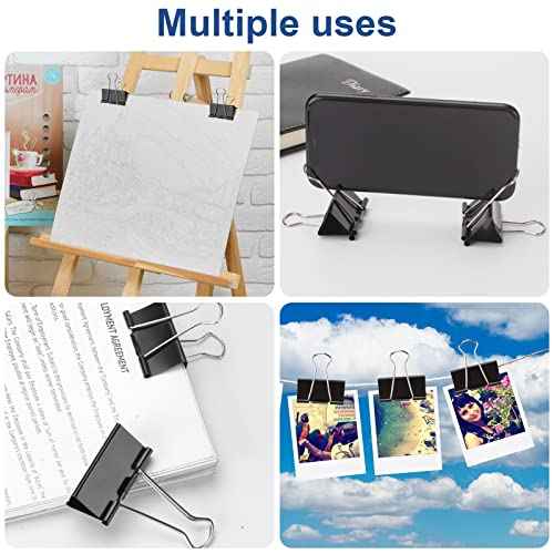 Large Binder Clips 1.6 Inch (48 Pack),Binder Clips Large Size,Big Paper Clips Clamps for Office and Home Supplies, Black