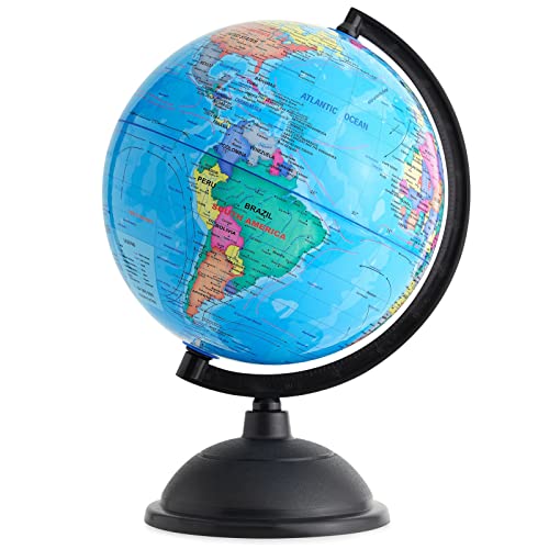 Juvale 8-Inch Multicolor World Globe for Kids & Classroom - Educational Desk Globe with Plastic Stand