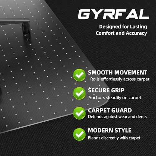 Office Chair Mat for Carpet - 36x48 Inch Plastic Computer Desk Floor Protectors for Chairs Clear Under Desk Rug Pad for Rolling Gaming Chair