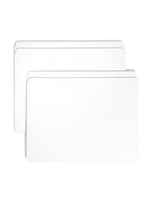 Smead File Folder, Reinforced Straight-Cut Tab, Letter Size, White, 100 per Box (12810)