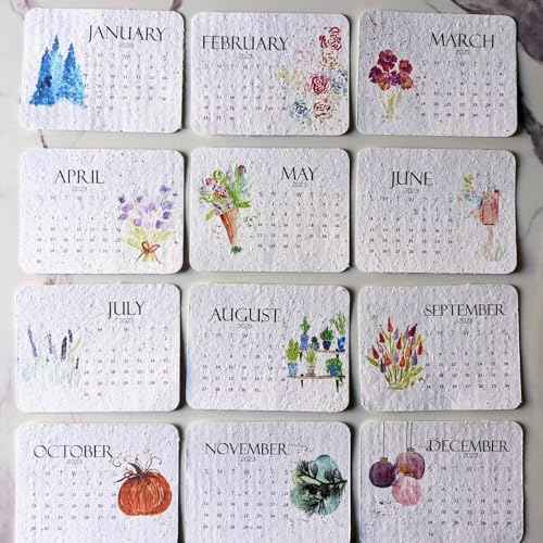 Eco-Friendly Plantable Love Seed Calendar 2026, Perfect Modern Greening Calendars Planner, Month Biodegradable Seed Paper Planner with Wildflower, Herb & Fruit Seeds for Garden & Decor