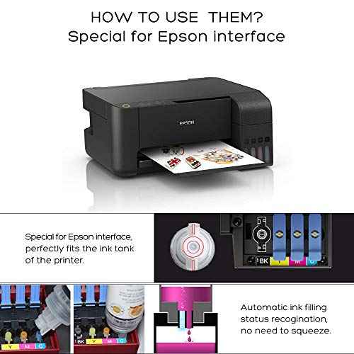 L&C Black Sublimation Ink Autofill Refill for EcoTank Printers ET 2800 ET 2803 ET 2720 ET2760 ET2850 ET5800 ST-2000 ST-3000 ST-4000 ST-C4100 Printers