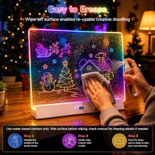 White Bailkind 17-Inch Rechargeable LED Note Board with 6 Colors & 9 Modes