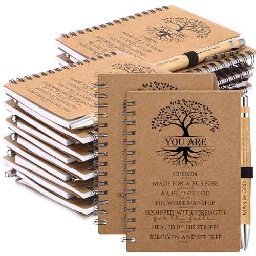 50 Sets Man of God Appreciation Gifts for Church Spiral Kraft Notebooks and Bamboo Pens Bible Study Supplies Operation Christmas Christian Religious Gifts for Teacher Coworker