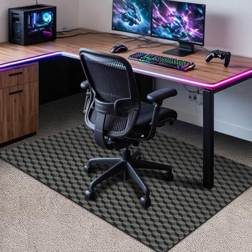 AiBOB Office Chair Mat for Carpet, 60"x48"Gaming Computer Desk Mat for Low Pile Carpet, Heavy Duty Floor Protector Mat for Rolling Chairs, Easy Glide Chair Mat for Home Office