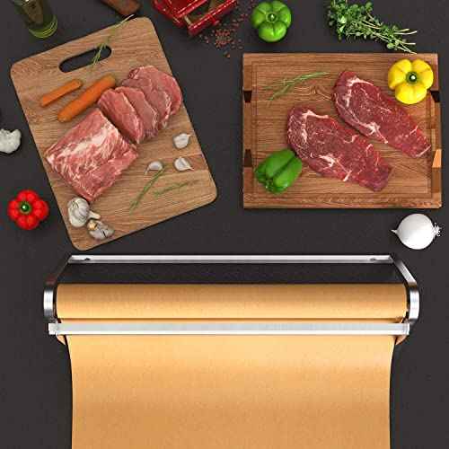 HFS(R) 18" Kraft Paper Roll Holder & Dispenser Carbon Steel Wall Mounted or Table Top with Cutter Bar Ideal for Cafe Artist Studio Office Kitchen