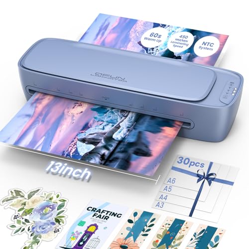 13 Inch Laminator Machine 11x17 with Laminating Sheets Personal Laminator for Teachers, 60S Warm Up Cold Thermal Lamination Machine for Home Office, A3 Laminating Machine Portable Paper Laminate Kit