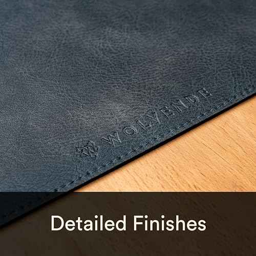 Premium Distressed Faux Vegan Leather Desk Mat | Multifunctional Desk Pad for Home Office | (Black/Grey, 12" x 27.5")