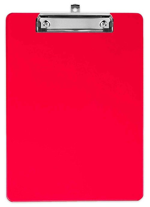 Red Plastic Clipboards (Set of 12) Multi Pack Clipboard - Strong 12.5 x 9 Inch | Holds 100 Sheets! Acrylic Clipboards with Low Profile Clip | Cute Aesthetic College School Supplies for Girls & Boys