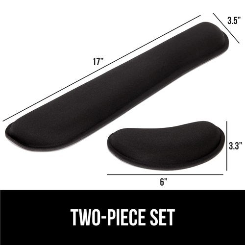 GORILLA GRIP Silky Gel Memory Foam Wrist Rest for Computer Keyboard, Mouse, Ergonomic Design for Typing Pain Relief, Desk Pads Support Hand and Arm, Mousepad Rests, Stain Resistant, 2 Piece Pad, Black
