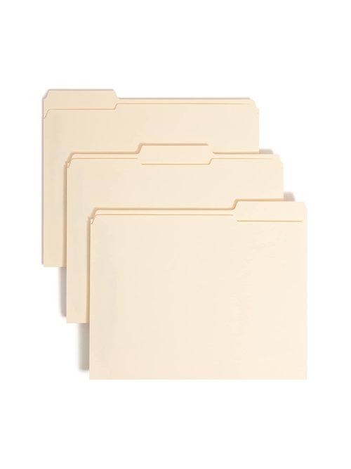 Smead Fastener File Folder with SafeSHIELD® Fasteners, 2 Fasteners, Reinforced 1/3-Cut Tab, Letter Size, Manila, 50 per Box (14555)