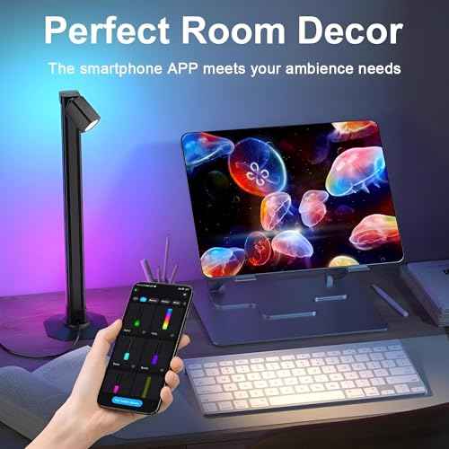 CHIDO LED Desk lamp, RGB Music Rhythm Desk lamp, WiFi Bluetooth APP Remote Control Desk lamp, Atmosphere Reading Desk lamp, Three Color temperatures, 5W