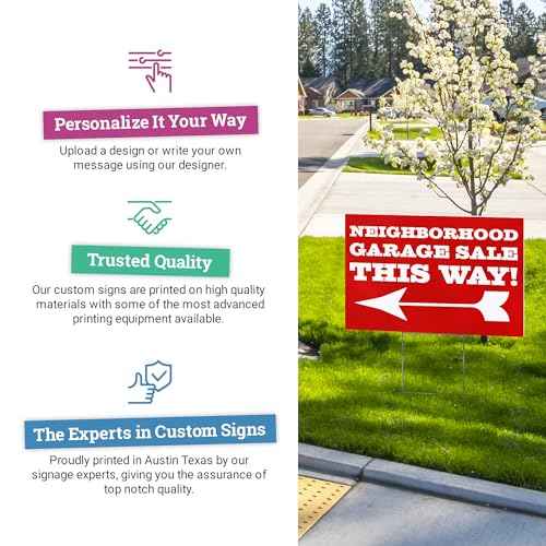 24x18" Double Sided Customizable Outdoor Yard Sign made from Corrugated Plastic with Metal "H" Stake, Easy to Design, Sign for Business, Garage or Yard Sale, Home, Office, (18" x 24")