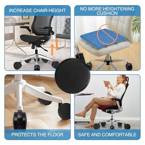 5 Pcs 4'' Extra Large Chair Wheels, Large Office Chair Wheels, Heavy Duty Office Twin Chair Casters Replacement 7/16 x 7/8 Grip Ring for Furniture Hardwood Floor Computer Desks