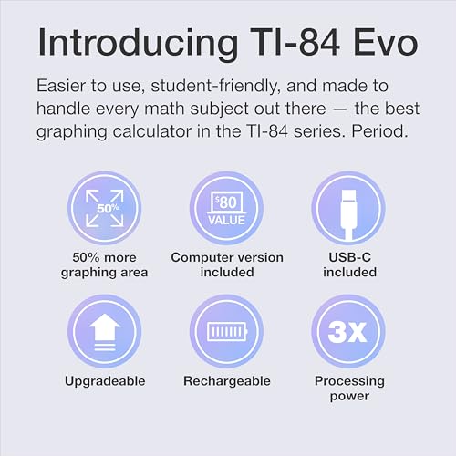 Texas Instruments TI-84 Evo Graphing Calculator White - Fast, Clear Visuals & Classroom-Ready