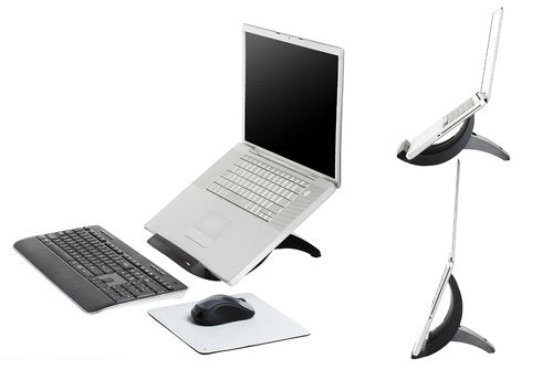 3M Laptop Stand, Raise Screen Height to Reduce Neck Strain, Vertical Design Allows You to Bring Screen Closer, Compact Foot Print Saves Desk Space, Non-Skid Base Keeps Laptop Secure, Black (LX550)