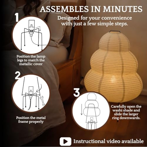 Akari Noguchi Ambient Lighting Japanese Paper Lantern Floor Lamp ? Rice Paper Lantern Lamp ? Japanese Japandi Floor Lamp for Soft Ambient Lighting