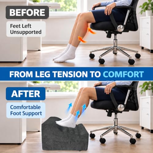 Under Desk Foot Rest – XYRONICA Adjustable Dark Gray Ergonomic Footrest for Office
