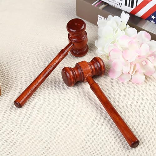 2 Pcs Wooden Judge Gavel Set for Courtroom, Auction & Decor