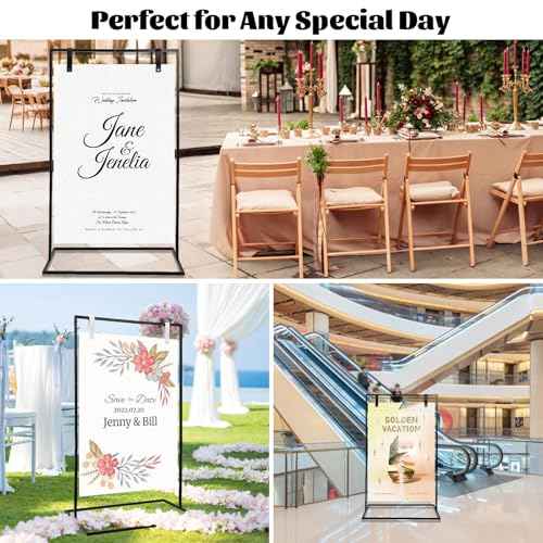 Wedding Welcome Sign Stand, 50 x 30 x 20 Inch Welcome to Our Wedding Sign Stand, Heavy Duty Easel Stand for Sign (Black)