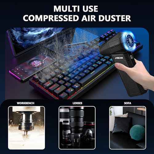 Compressed Air Duster - 180,000 RPM Electric Air Duster - with Brushless Motor, 3-Gear Adjustable Air Duster - for Keyboard, PC, Car, Air Bed, and Home Cleaning (X11-Black)